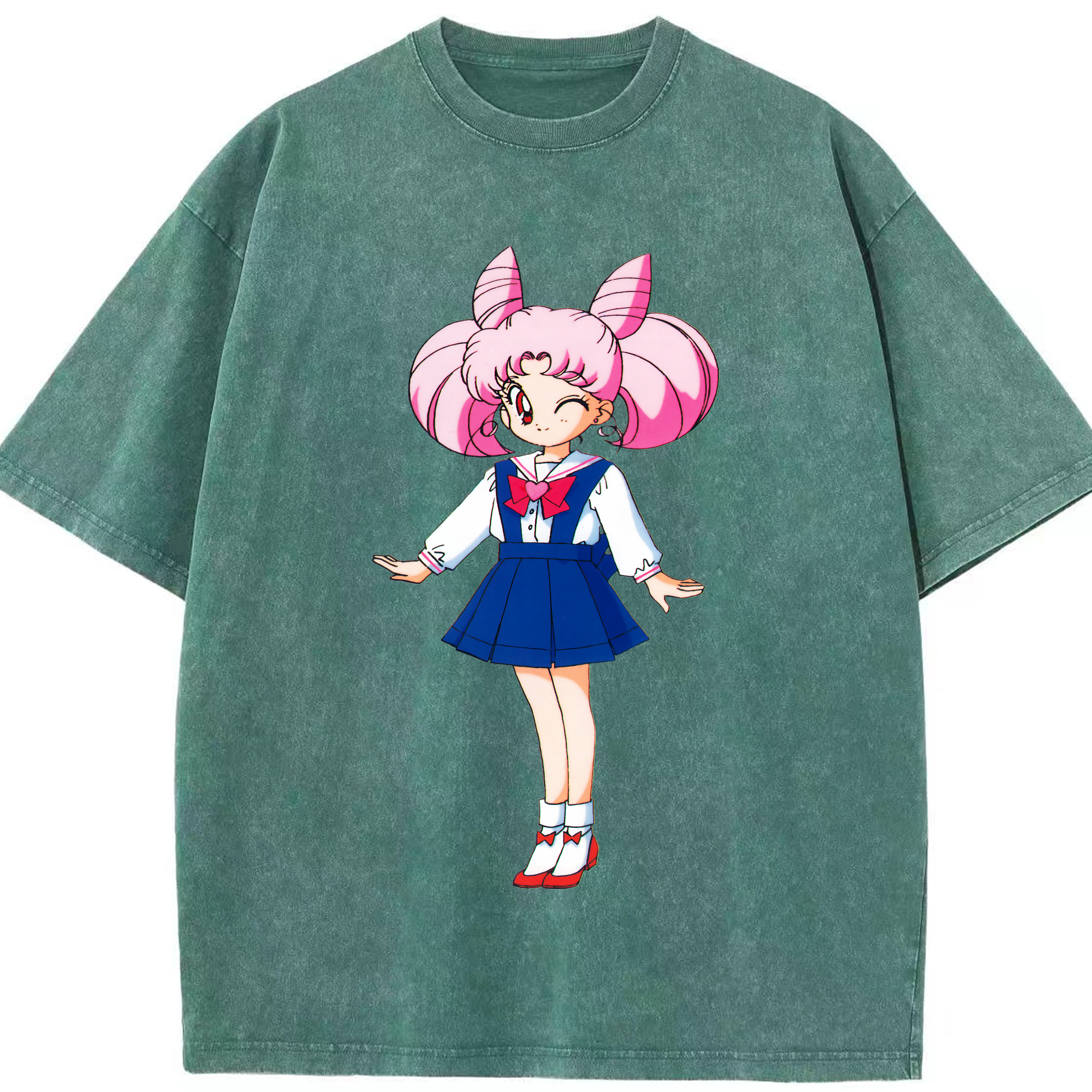 （画像用） 美少女戦士セーラームーン ちびうさ Sailor Moon Chibiusa Tsukino Usagi Small Lady Serenity 綿100% ヴィンテージ風 半袖Tシャツ（フロントプリント）